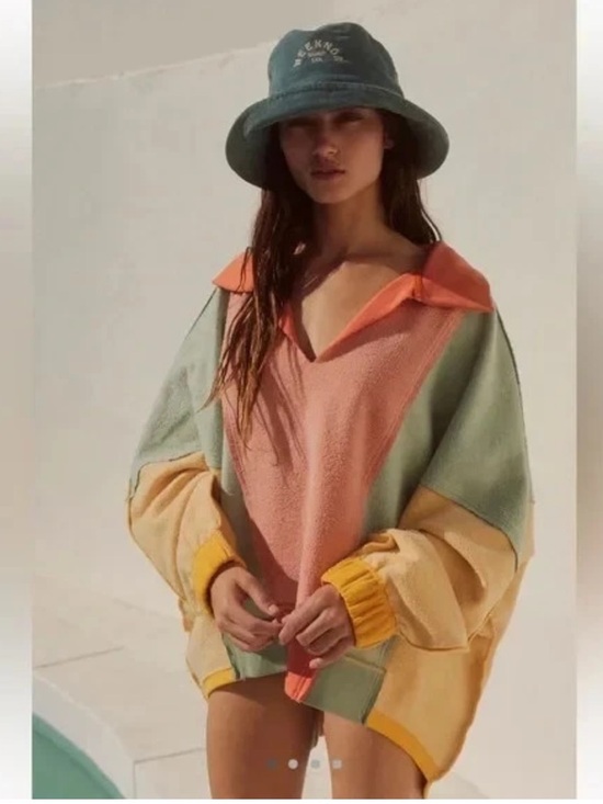 Free People Tops - Free People Sidewalk colorblock Sweatshirt in Sunrise combo